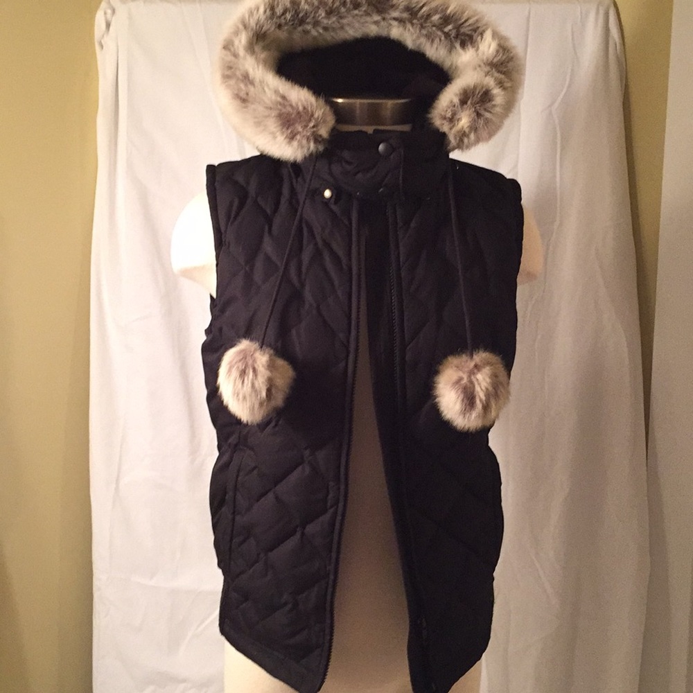 Ann Taylor Loft down filled black vest